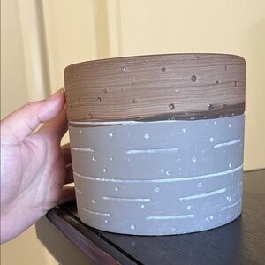 Neutral Two-Tone Ceramic Planter - Taupe and Brown